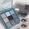 9 Colors Punk Smoky Blue Black Eyeshadow Makeup Pallete Matte Chocolate Brown Eye Shadow Palette Shimmer Shiny Eyeshadow Palette - Image 3