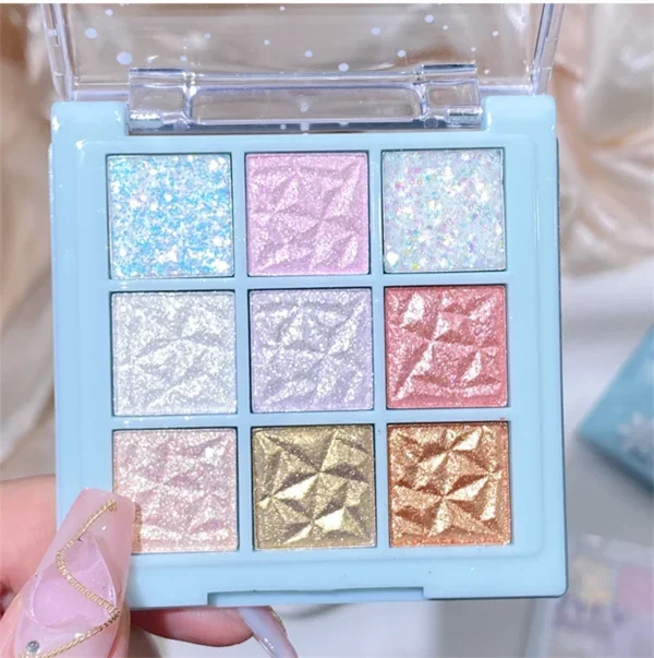 9 Colors Glitter Snowflake Eyeshadow Palette Dream Girl Pearly Eye Shadow Matte Matte Highlights Cool Tone Charming Eyes Makeup