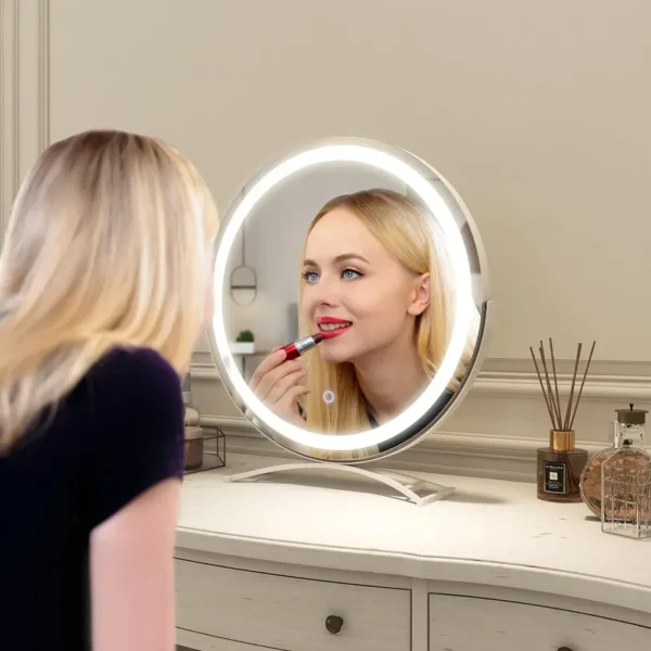 18 Inch Vanity Mirror with Lights, LED Mirror Makeup Mirror with Lights for Bedroom Tabletop, Touch Control 3 Colors Dimmable - Image 6
