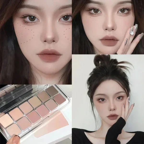 Full Matte Cool Eyeshadow Palette Earth Color Low Saturation Eye Shadow Cool Atmosphere Eyeshadow Makeup Palette Lasting Powder - Image 4
