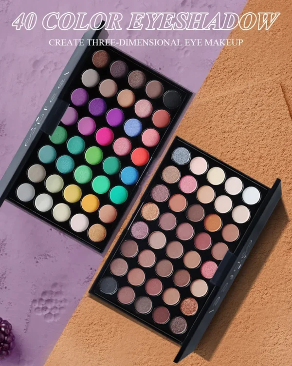 40 Colors Glitter Eyeshadow Palette Matte Pearlescent Shimmer Shine Nude Eye Pigments Waterproof Make Up Cosmetics Makeup - Image 3