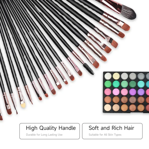 120 Colors Matte Shimmer Eyeshadow Palette Natural Waterproof Lasting Eye Shadow Makeup Set with 20 makeup brushes Cosmetics Kit - Image 6