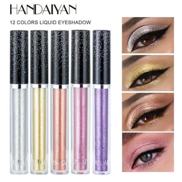 HANDAIYAN Liquid Eyeshadow Metallic Diamond Shiny Eye Liner Pen Giltter Eyeshadow Palette Lasting Shimmer Brighten Cosmetics - Image 2
